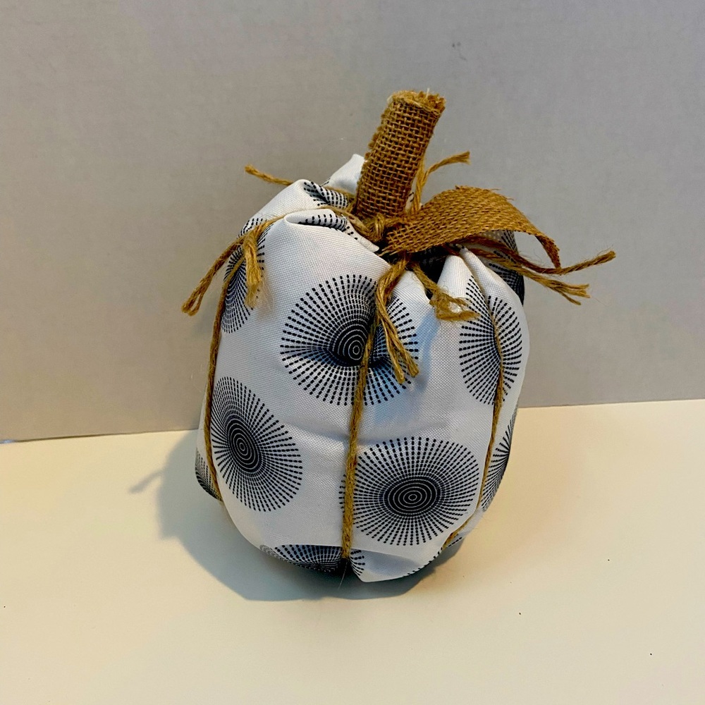SOLD! Handcrafted Rustic PumpkinWhite,Blue,Burlap